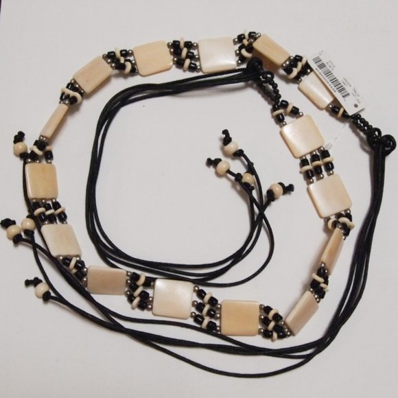White House Black Market Accessories - White House Black Market Faux Ivory & Beads Belt Style BL3919 NWT